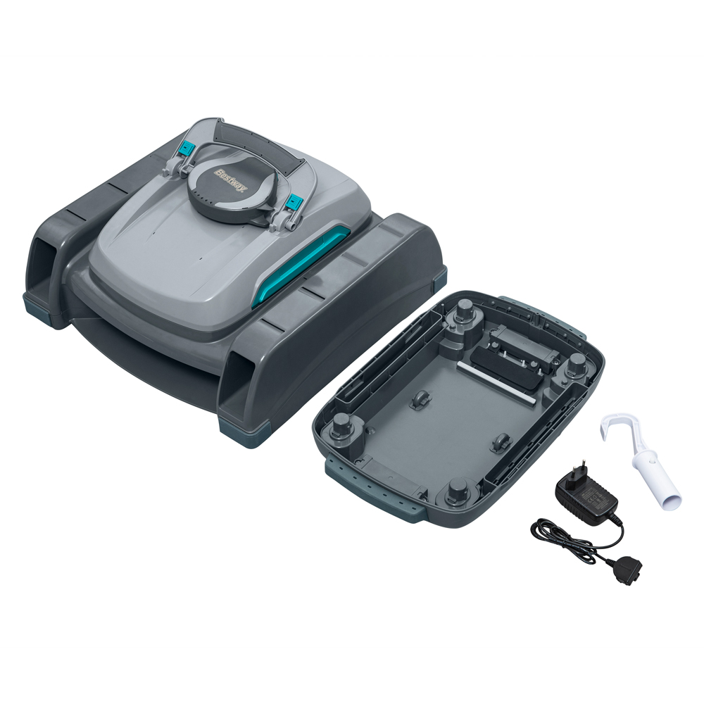 Robot curatare piscina 2 in 1 BESTWAY Aquatronix G300 cu skimmer de suprafata, autonomie 120 de minute, curatare pana la 50 mp, gri