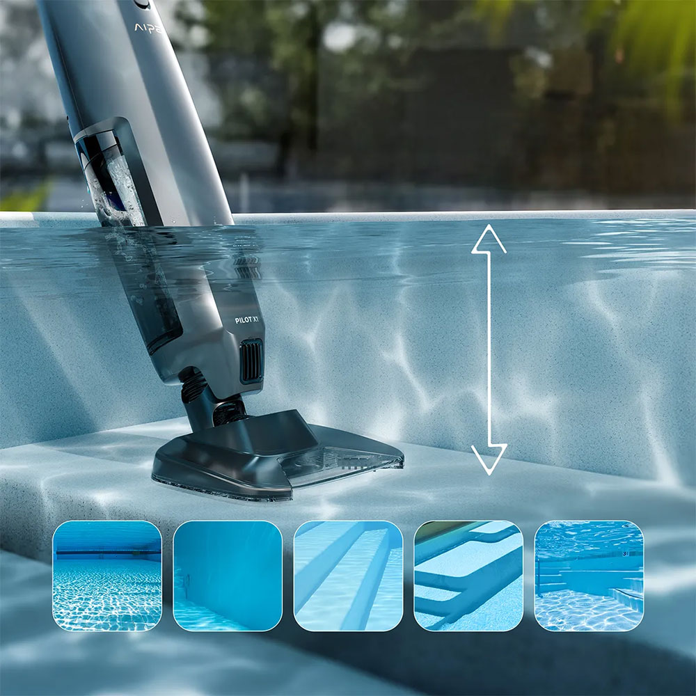 Aspirator pentru piscina AIPER Pilot X1, fara fir, autonomie 45 min, 40W, gri