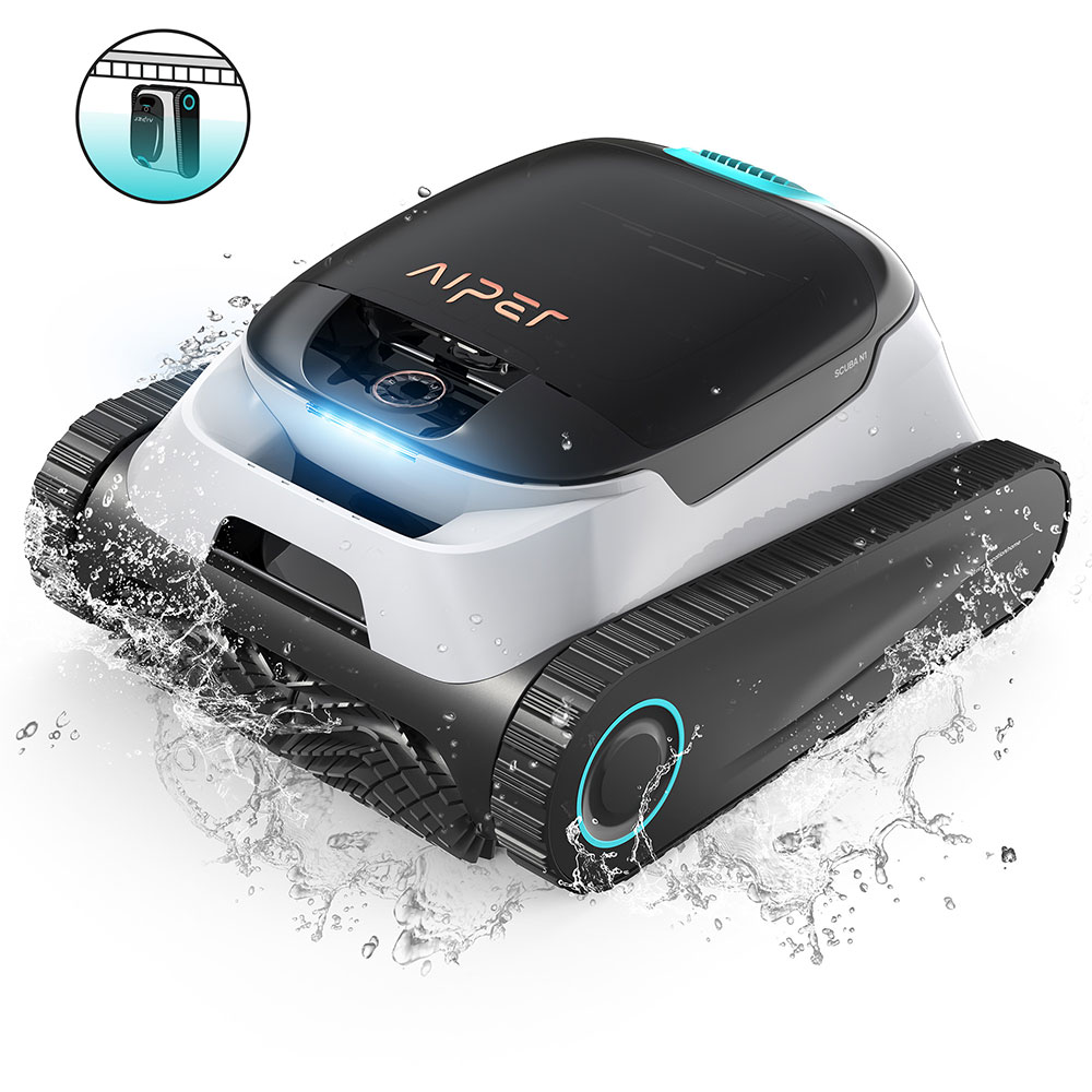 Robot pentru curatat piscina AIPER Scuba N1, fara fir, autonomie 180 min, 150mp, 75W, alb