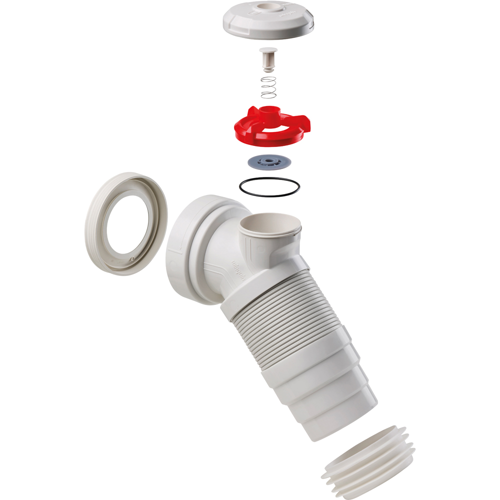 Racord WC antivacuum 2in1 WIRQUIN Air Connect 70725181, polipropilena, 260-475 mm, alb