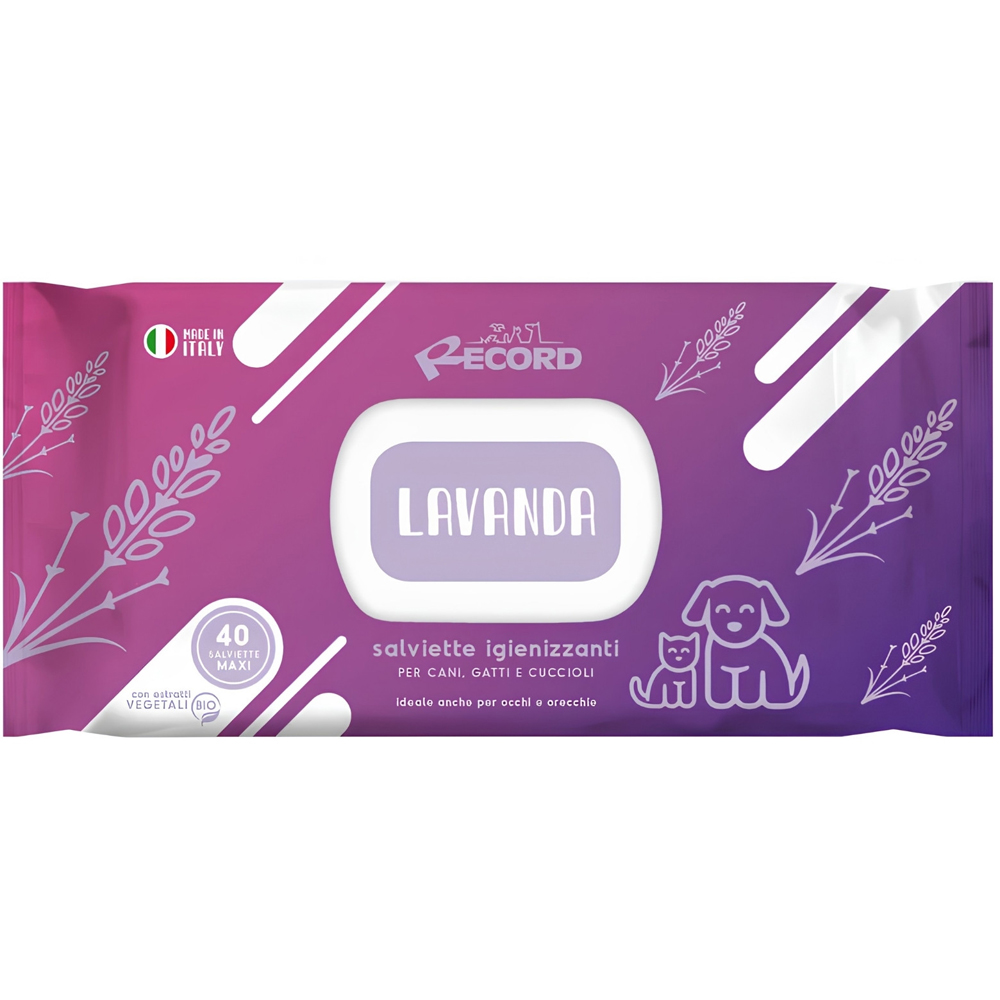 Servetele umede igienice pentru animale RECORD Lavanda, 40 bucati