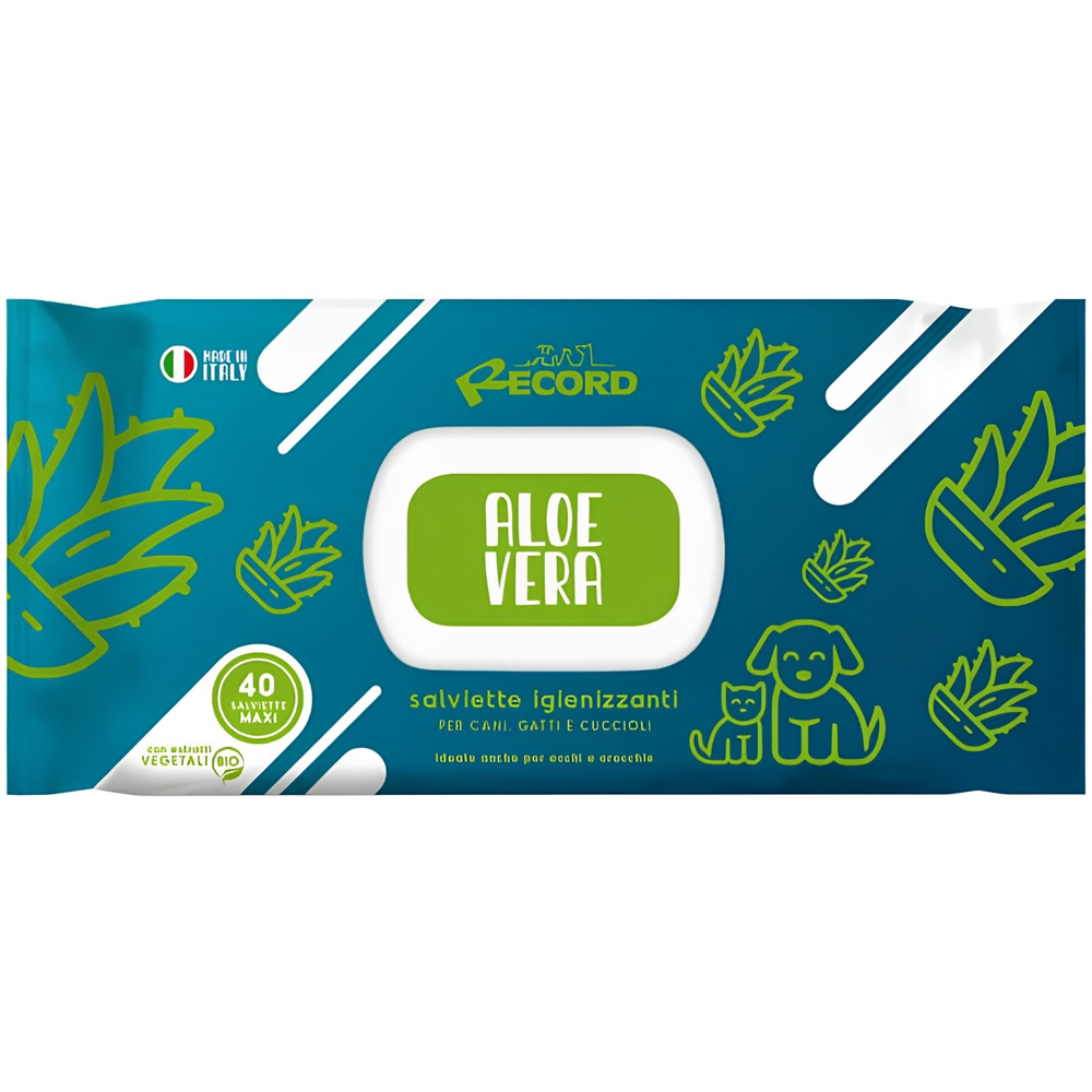 Servetele umede igienice pentru animale RECORD Aloe Vera, 40 bucati