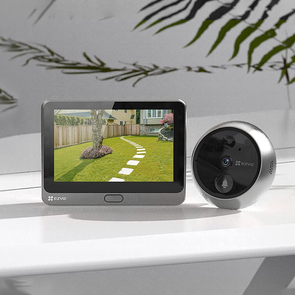 Sonerie video Wireless EZVIZ DP2C, 1080p, 4600 mAh, ecran 4,3", unghi 155, Senzor PIR/ Temperatura/Lumina, argintiu
