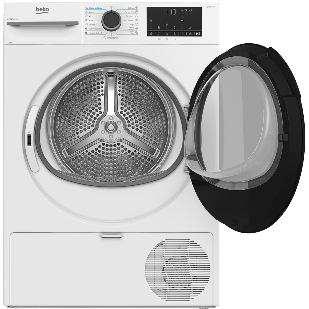 Uscator de rufe BEKO BM3T41233WB EU, Pompa de caldura, 11 kg, 15 programe, Clasa D, alb