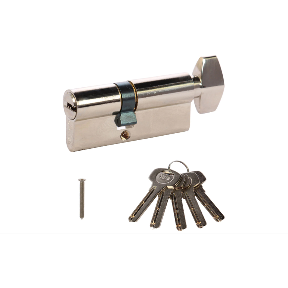 Cilindru de siguranta YALE CA, 30 x 30 mm, nichel, CU BUTON 5 chei