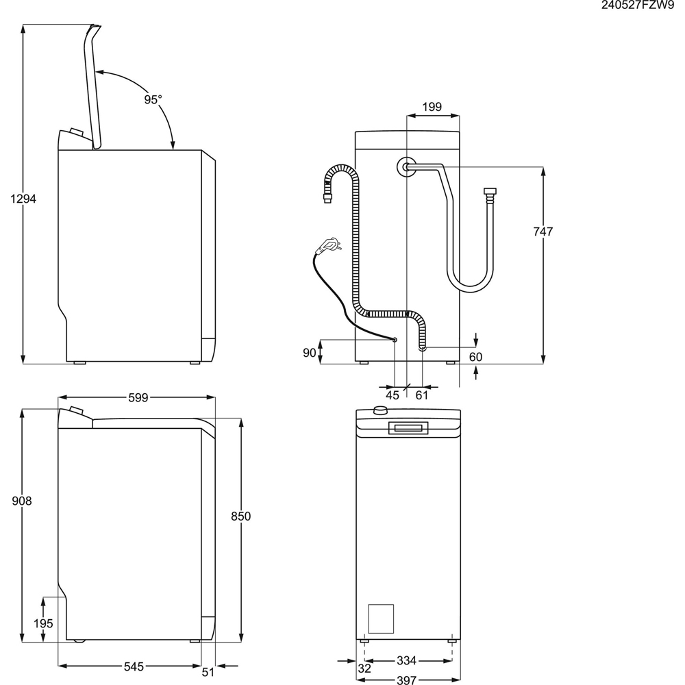 Masina de spalat rufe verticala AEG LTR6G363E Seria 6000, 6 kg, 1300rpm, Clasa A, alb
