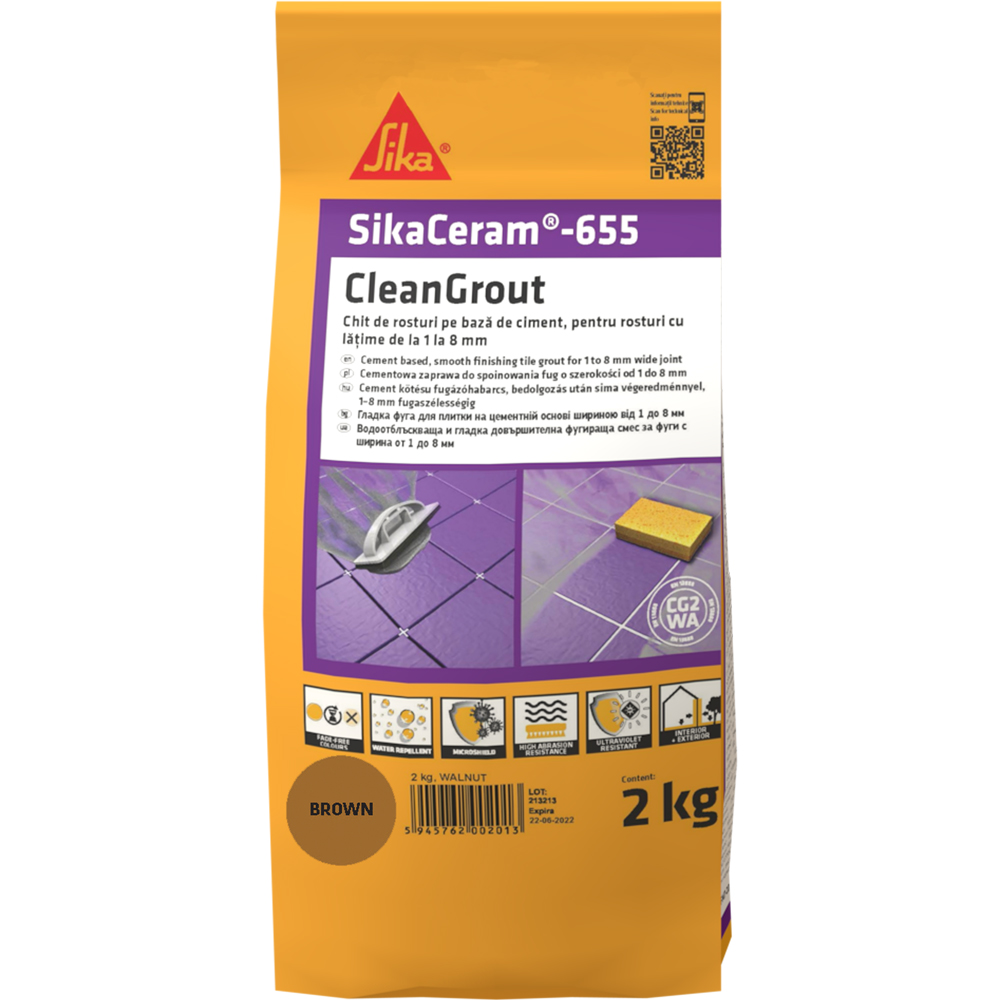 Chit de rosturi gresie si faianta Sika Ceram Clean Grout 655, brown, interior/exterior, 2 kg