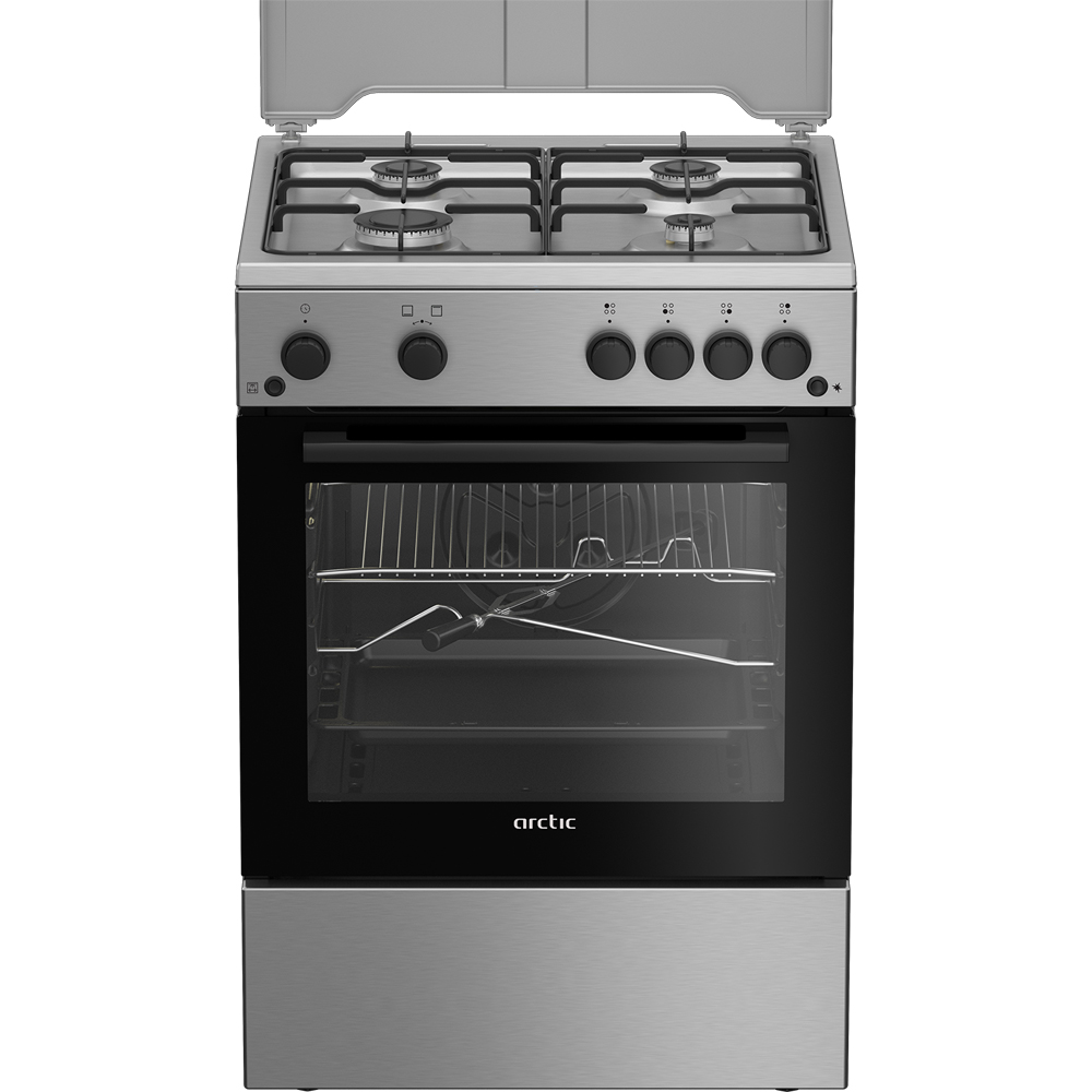 Aragaz ARCTIC ABGG6611DTTLX, 4 arzatoare, Gaz, L 60 cm, Grill, Rotisor, inox