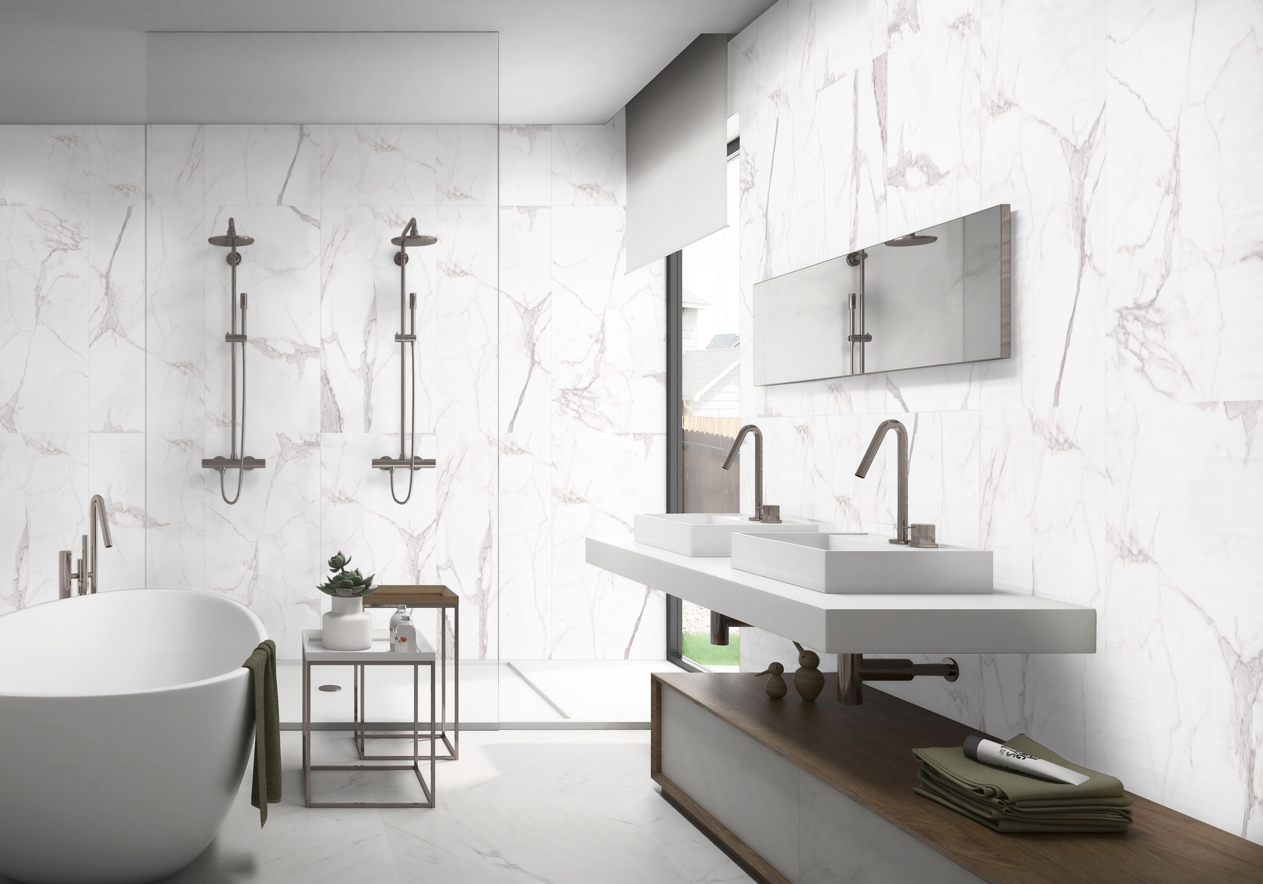Gresie interior Carrara, marmura alb mat, 60 x 120 cm, 10 mm, 1.44 m2/cutie