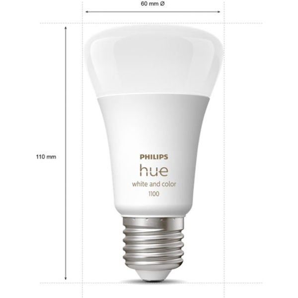 Bec LED Smart PHILIPS Hue 8719514291171, E27, 9W, 1.100lm, lumina variabila