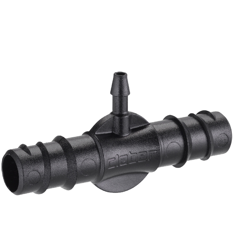 Conector T pentru microirigatii Claber, 1/2-1/4, plastic, negru, 2 bucati