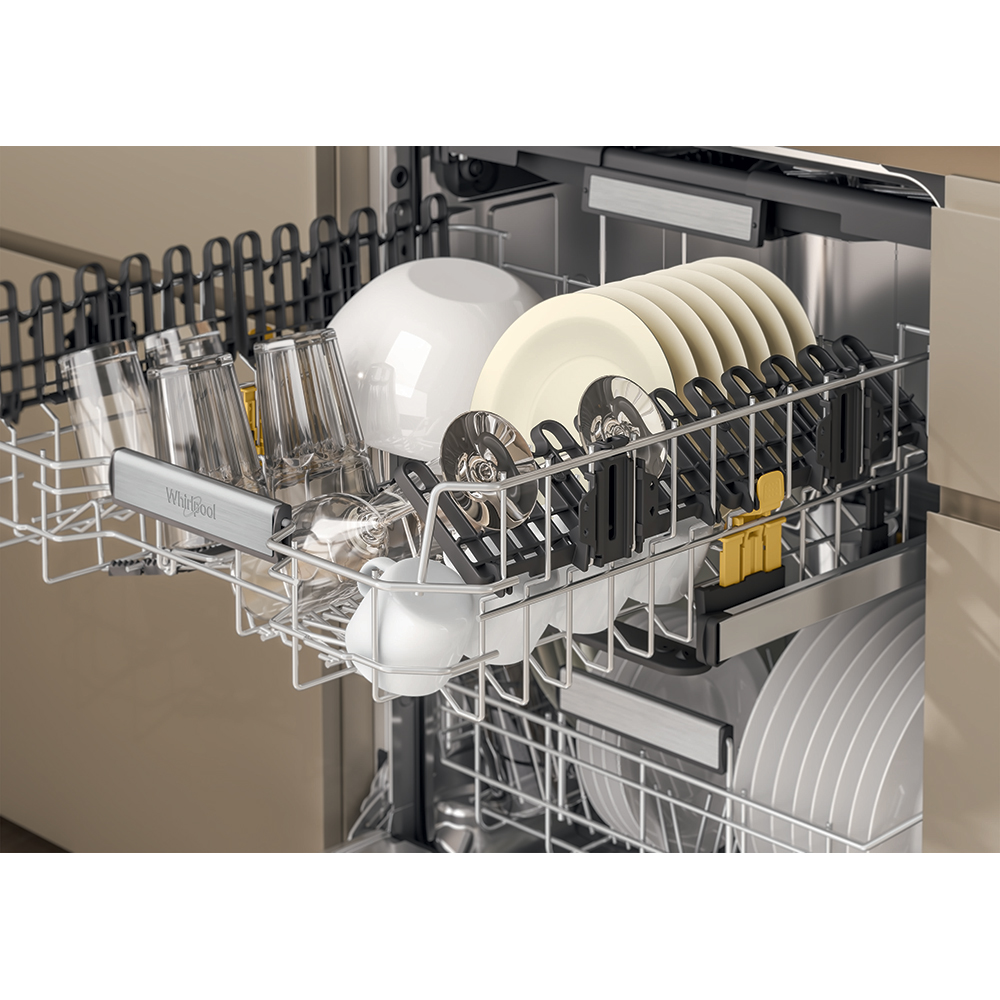 Masina de spalat vase incorporabila WHIRLPOOL W7I HT40 T, MaxiSpace, 6th Sense, 15 seturi, 8 programe, 60 cm, Clasa C, panou comanda negru