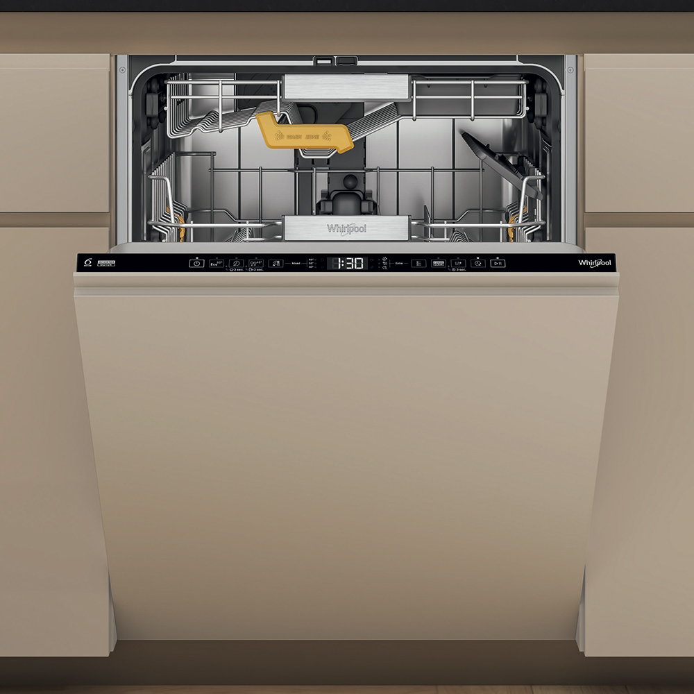 Masina de spalat vase incorporabila WHIRLPOOL W8I HT58 TS, MaxiSpace, 6th Sense, 14 seturi, 8 programe, 60 cm, Clasa B, panou comanda negru