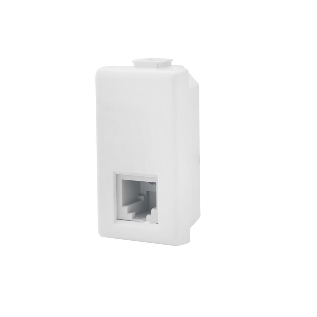 Priza telefon modulara LEGRAND Bticino Matix, 2 posturi, montaj incastrat, alb