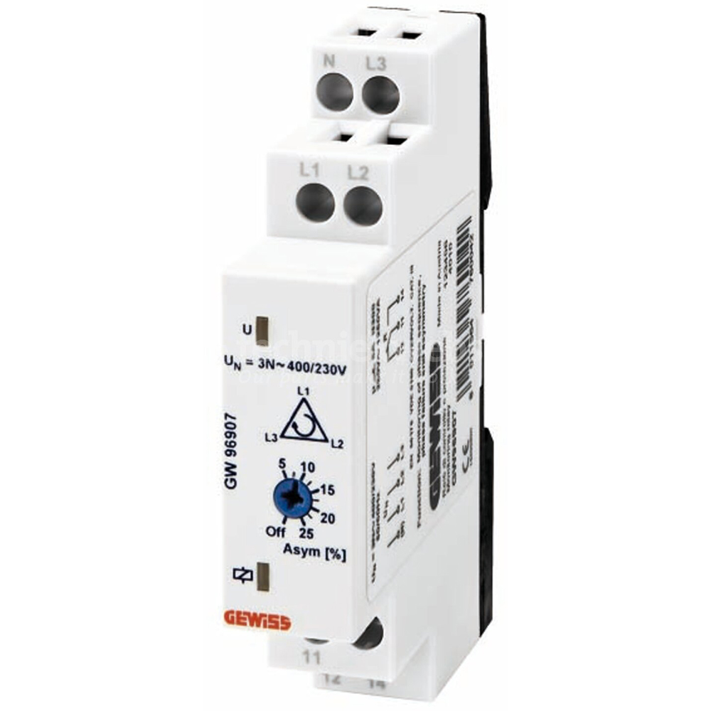 Releu supraveghere faze GEWISS GW96907, 4P, 400V, alb