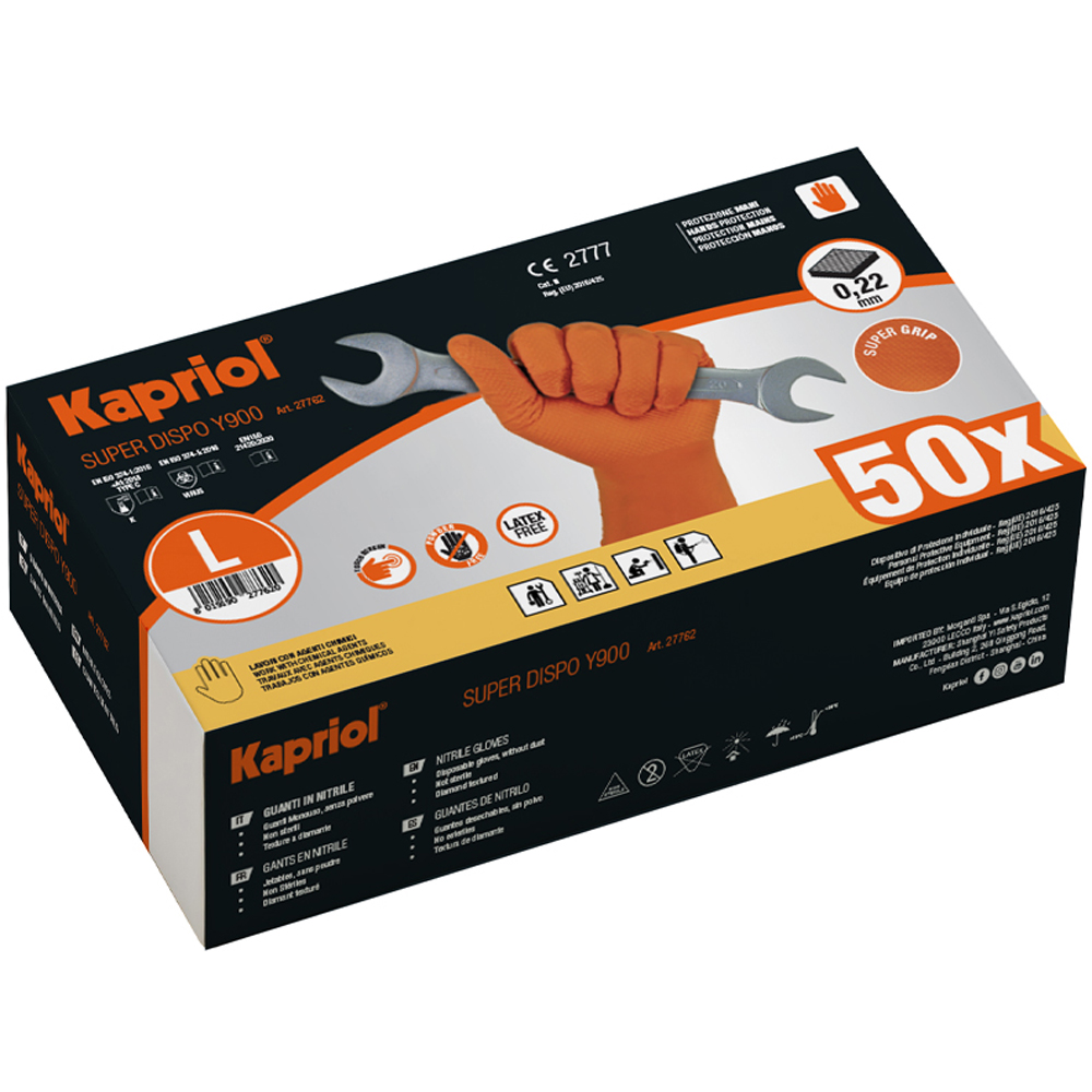 Manusi de protectie KAPRIOL 27763, marimea XL, 50 bucati, portocaliu