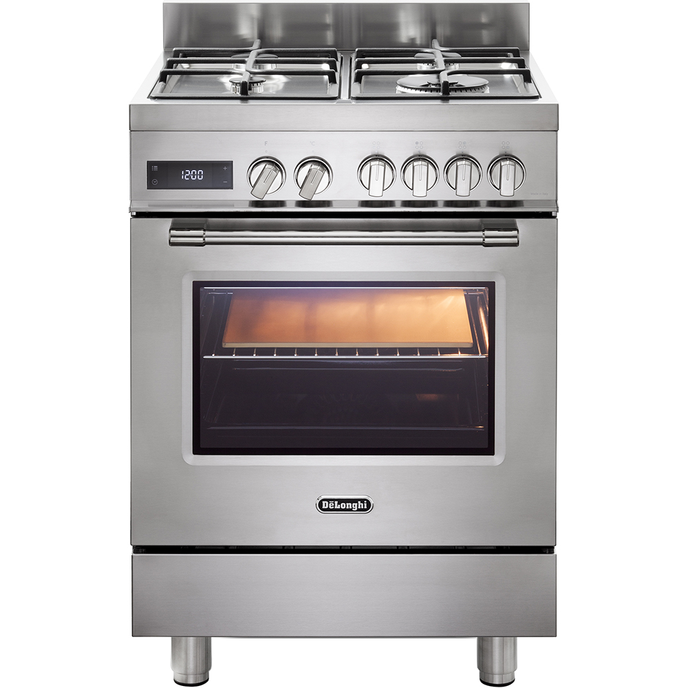Aragaz profesional DELONGHI PRO 66 MXL PZ RO, 4 arzatoare, Gaz + Electric, L 60 cm, Grill, inox