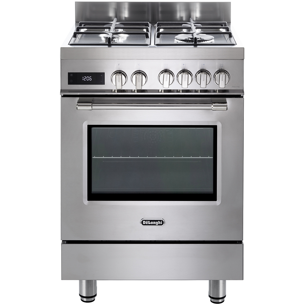 Aragaz profesional DELONGHI PRO 66 MXL PZ RO, 4 arzatoare, Gaz + Electric, L 60 cm, Grill, inox