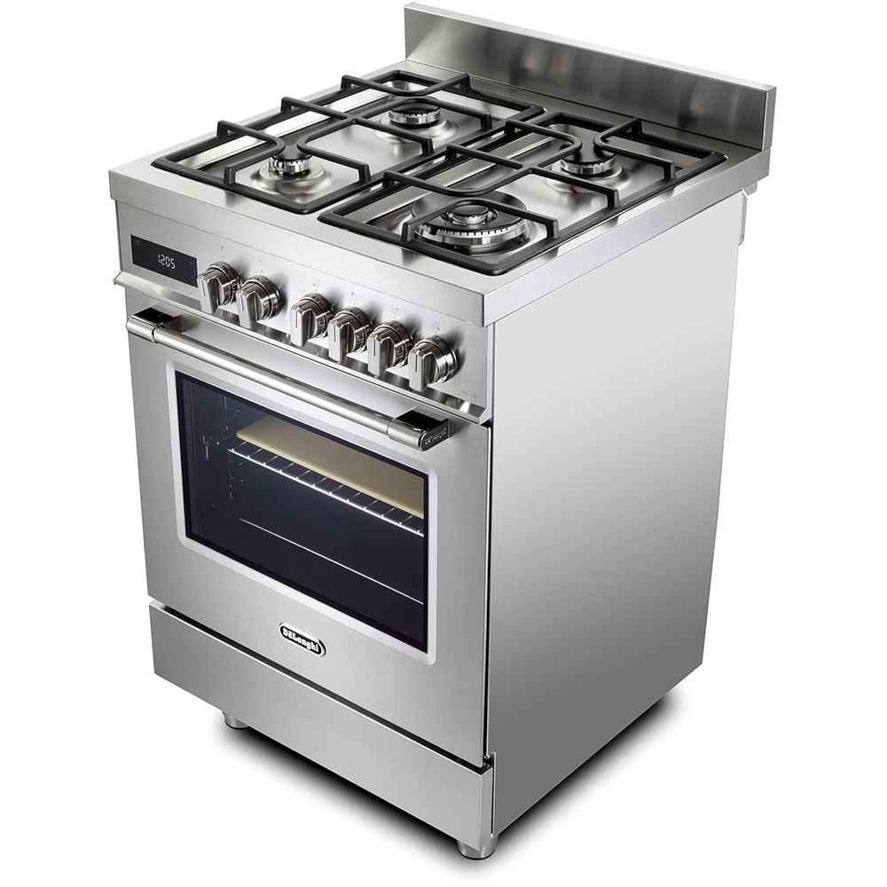 Aragaz profesional DELONGHI PRO 66 MXL PZ RO, 4 arzatoare, Gaz + Electric, L 60 cm, Grill, inox