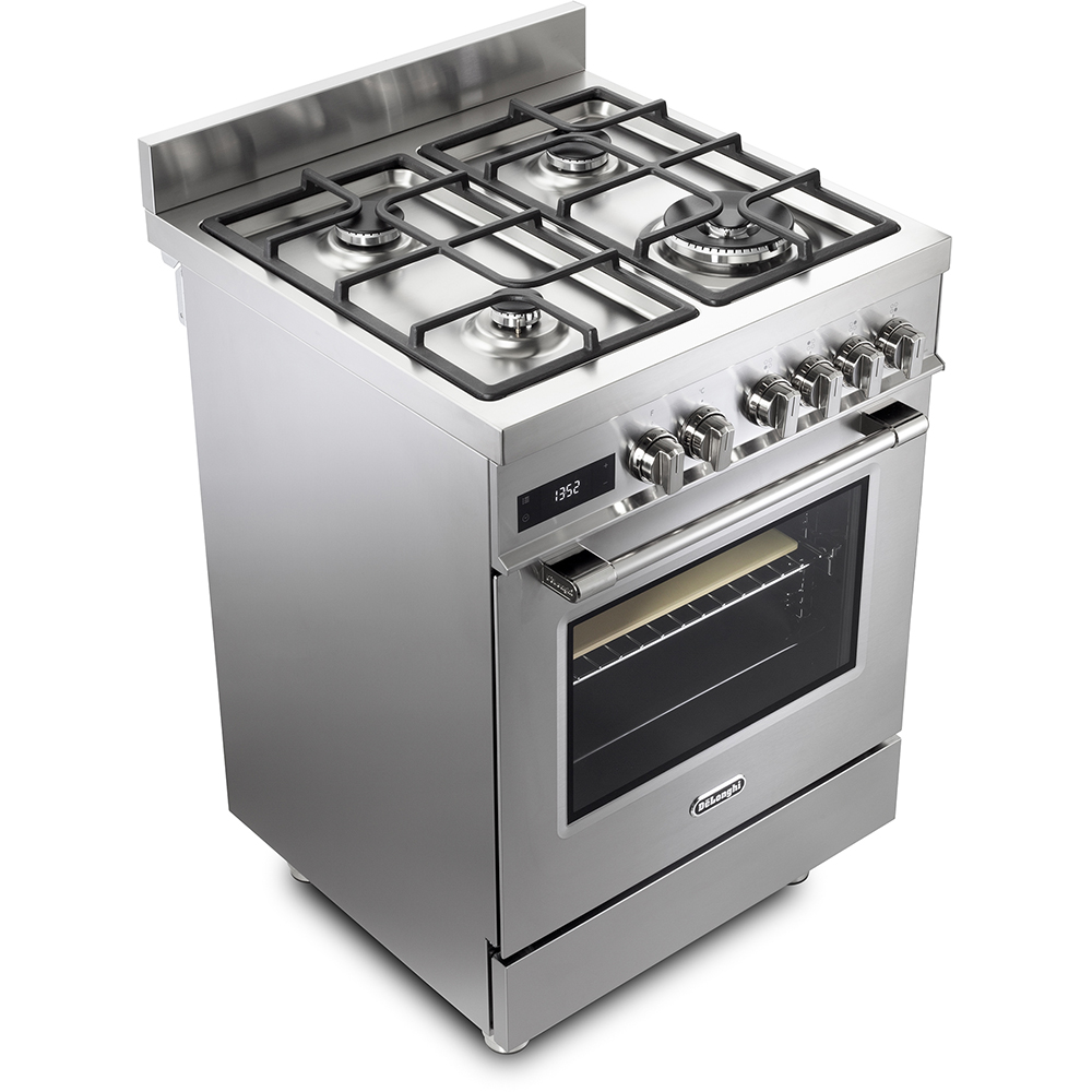 Aragaz profesional DELONGHI PRO 66 MXL PZ RO, 4 arzatoare, Gaz + Electric, L 60 cm, Grill, inox