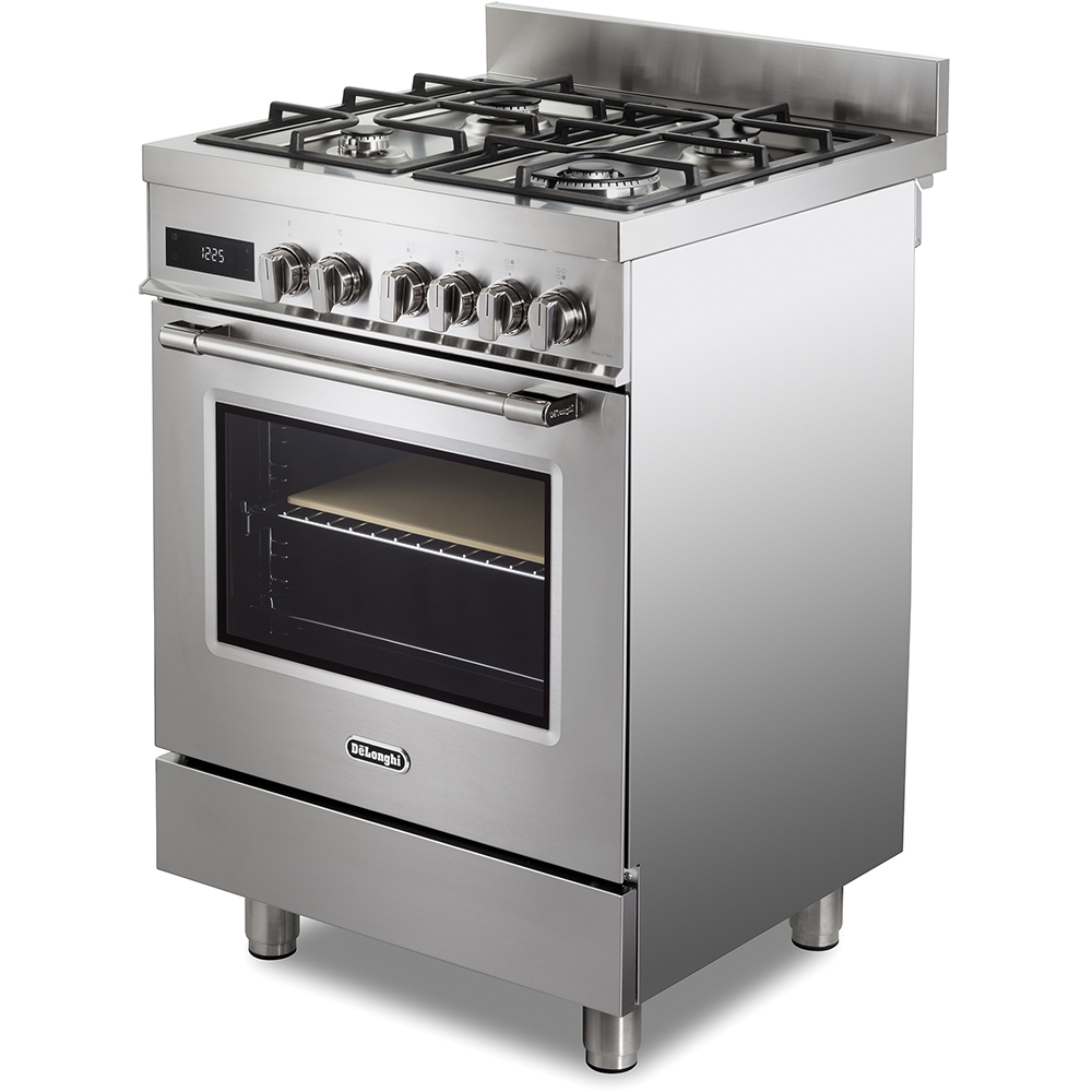 Aragaz profesional DELONGHI PRO 66 MXL PZ RO, 4 arzatoare, Gaz + Electric, L 60 cm, Grill, inox