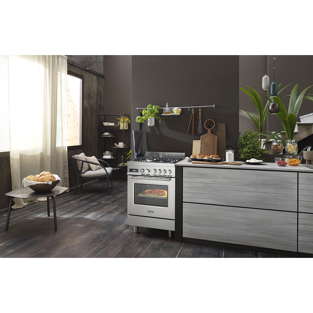 Aragaz profesional DELONGHI PRO 66 MXL PZ RO, 4 arzatoare, Gaz + Electric, L 60 cm, Grill, inox