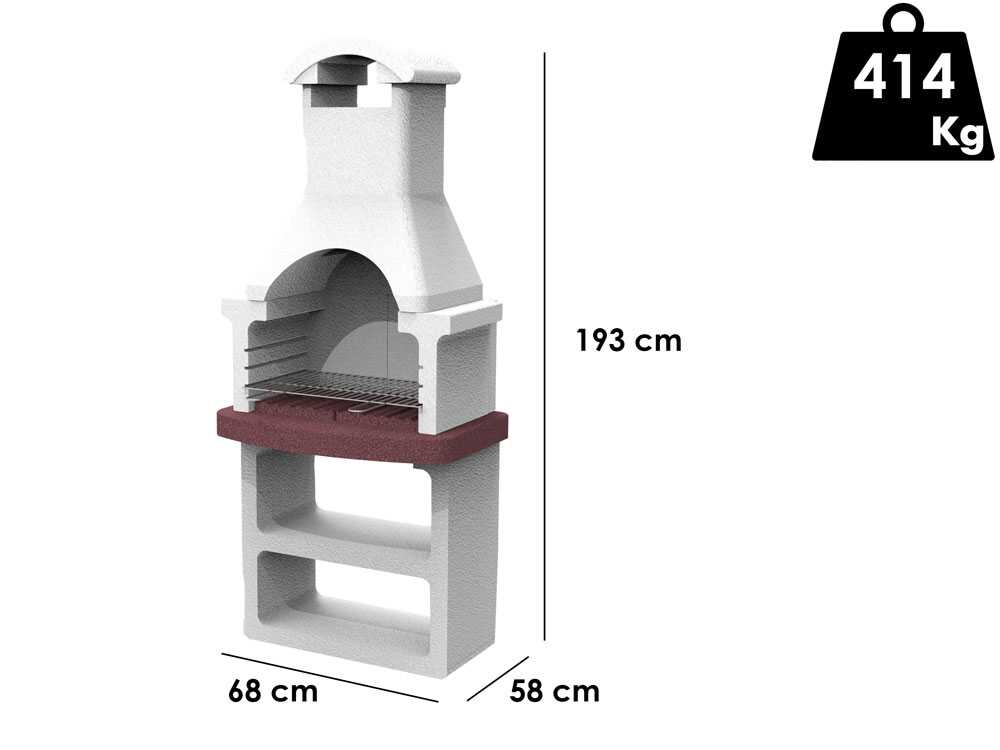 Gratar ciment refractar LINEA Cola, 68 x 58 x 193 cm, gri