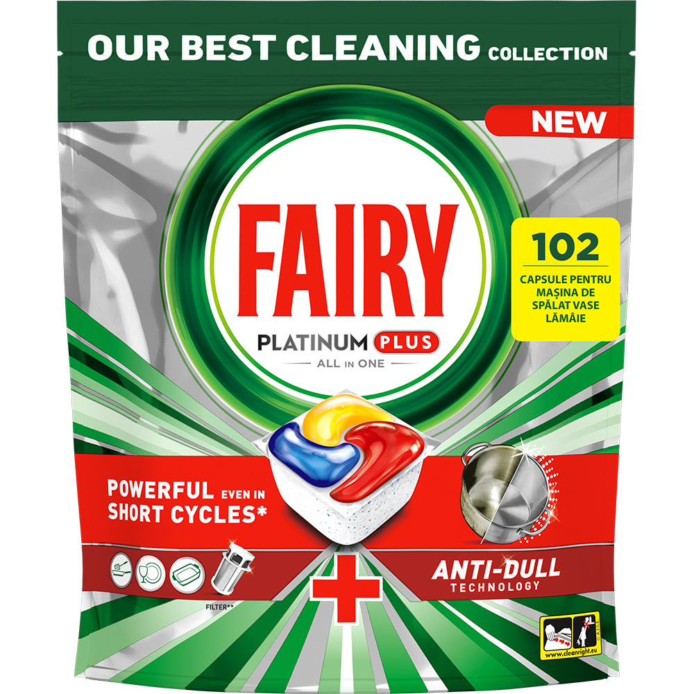 Detergent pentru masina de spalat vase FAIRY Platinum Plus, 102 capsule