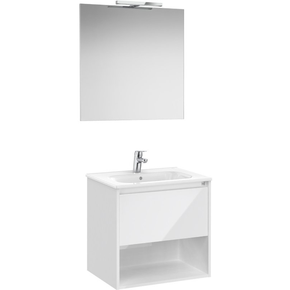 Set mobilier baie Roca Tenor, PAL, 60.5 x 46 x 58 cm, alb lucios