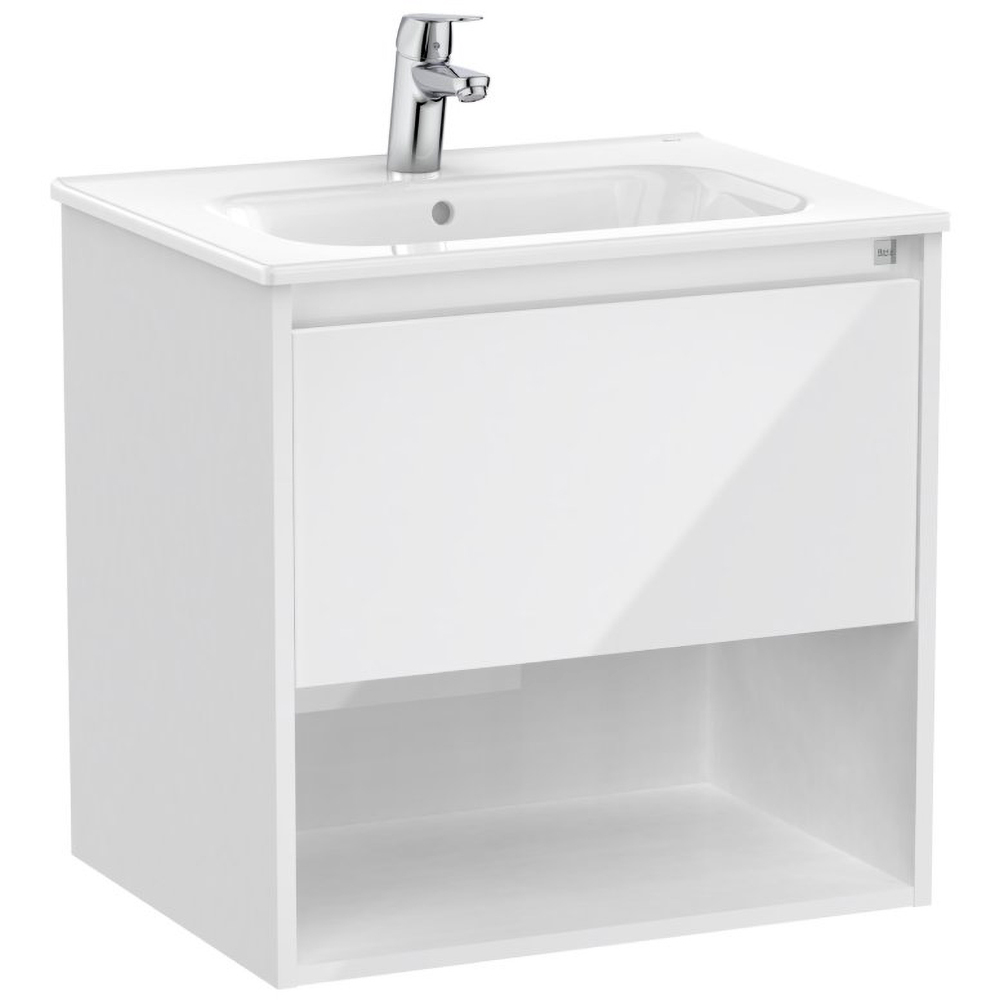 Set mobilier baie Roca Tenor, PAL, 60.5 x 46 x 58 cm, alb lucios