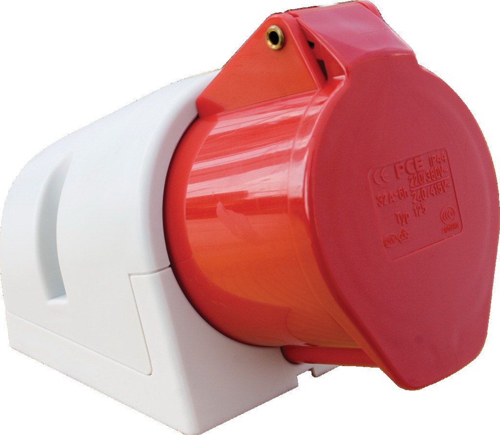 Priza industriala aplicata, IP44, 32A, ABS, rosu