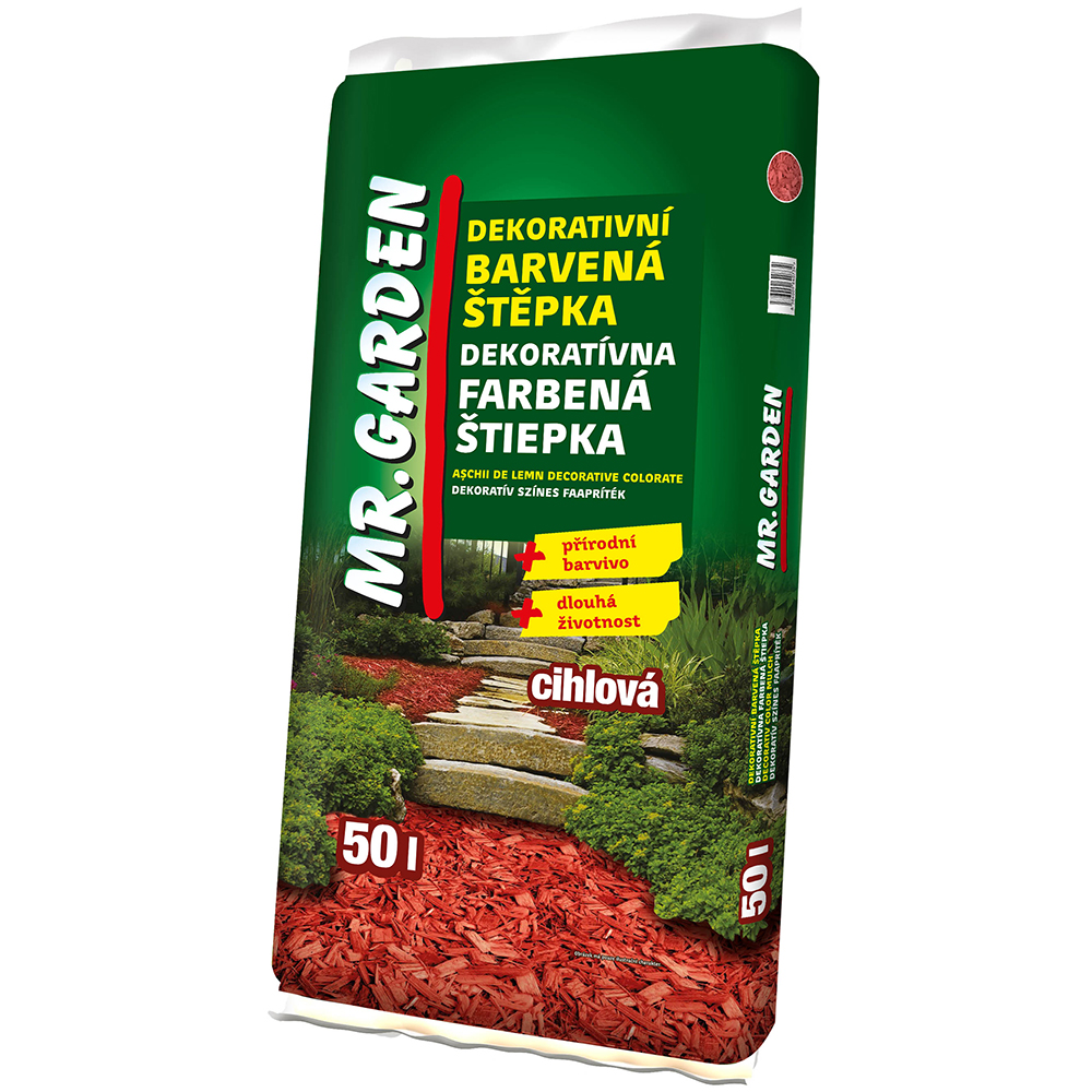 Mulci din lemn colorat MR. GARDEN, rosu caramiziu, 50 l