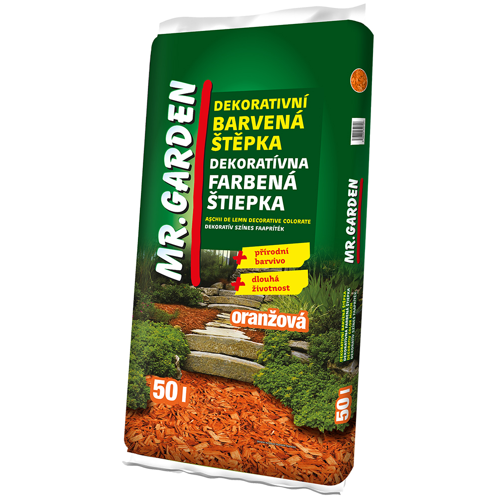 Mulci din lemn colorat MR. GARDEN, portocaliu, 50 l