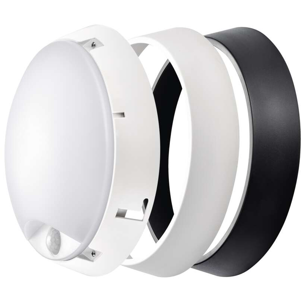 Aplica LED exterior Emos EM-ZM3231, 14W, 1100lm, 4000K, IP54, senzor de miscare, alb-negru