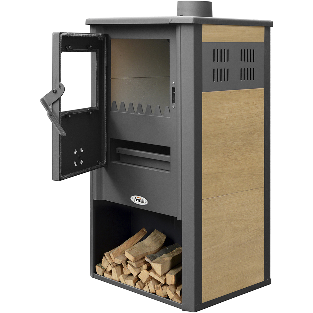 Semineu pe cobustibil solid FERROLI Padova F, 7.7 kW, 49 x 46 x 93 cm, antracit