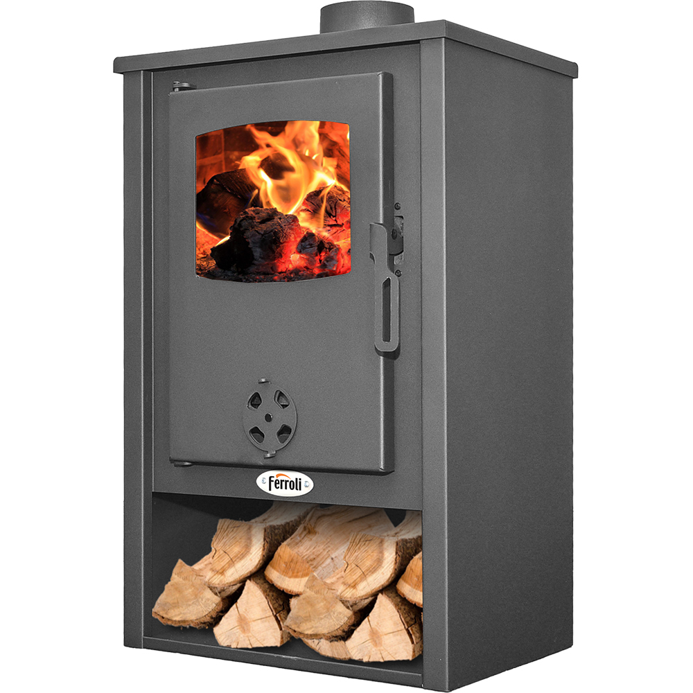 Semineu combustibil solid FERROLI Breta N, 9.7 kW, 46.5 x 39 x 79 cm, antracit