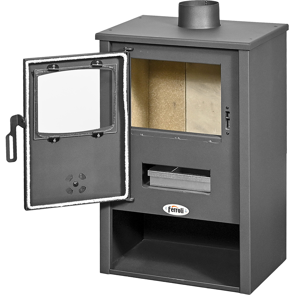 Semineu combustibil solid FERROLI Breta N, 9.7 kW, 46.5 x 39 x 79 cm, antracit