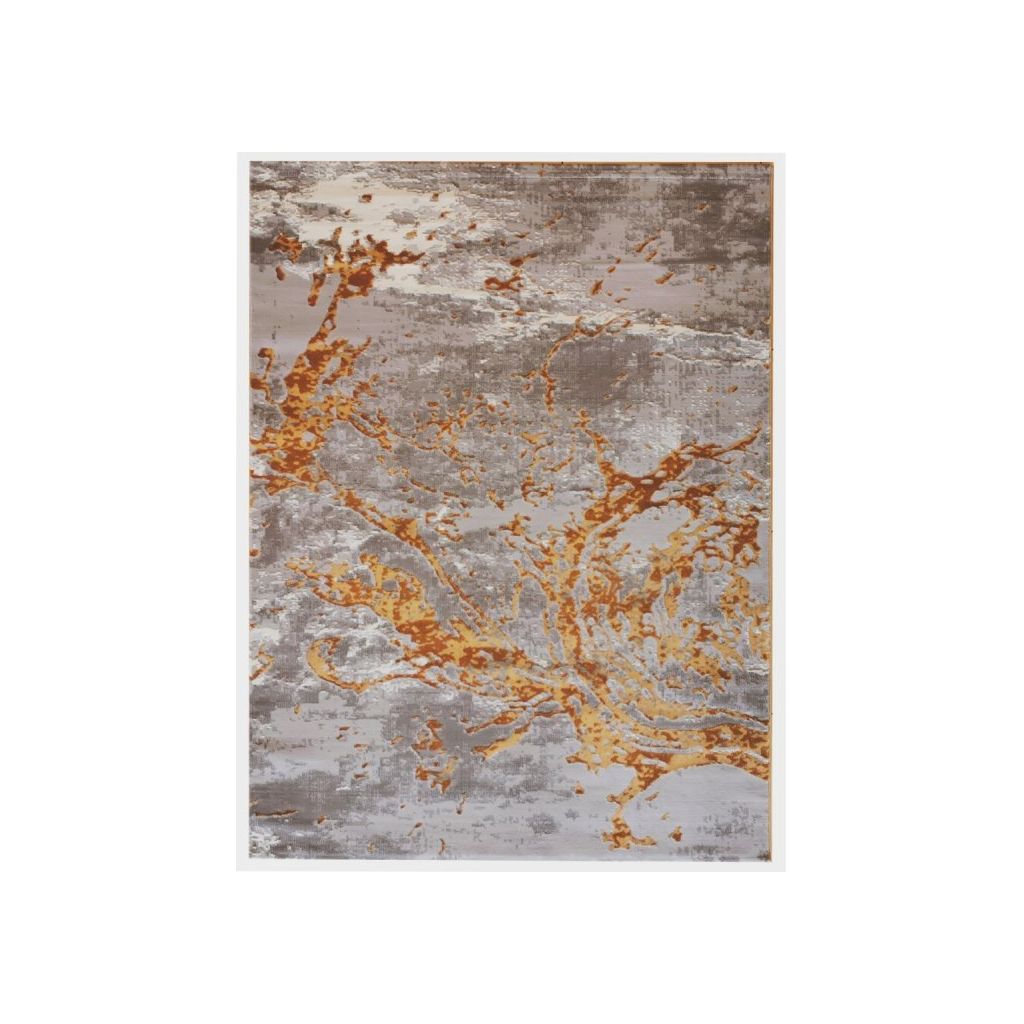 Covor living, gri/crem/galben, poliester, 80 x 150 x 1.1 cm Karacahan Mira