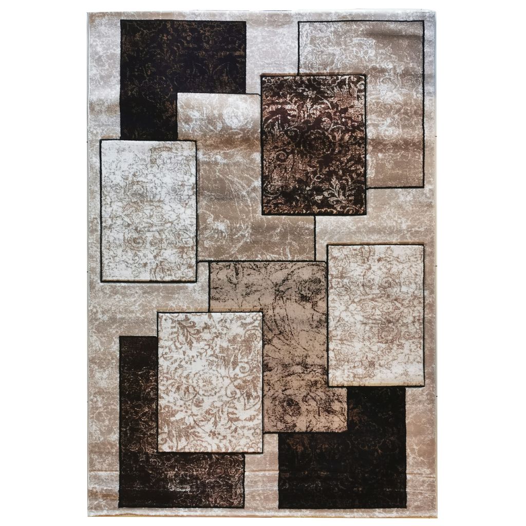 Covor living, crem/maro, polipropilena 80 x 150 x 1,2 cm Karacahan Poiana