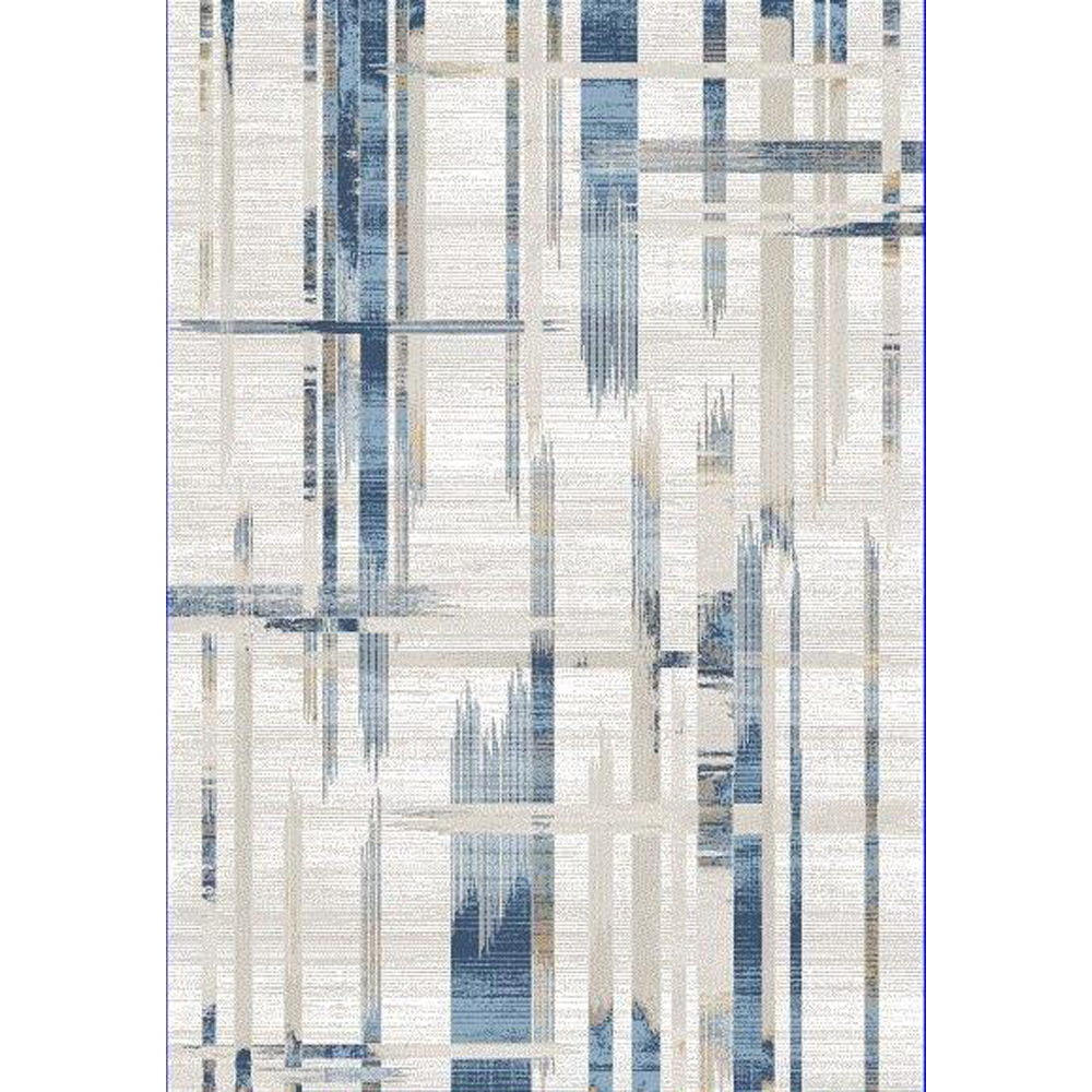 Covor living / dormitor Praga 717B, 80 x 150 cm, poliester, crem-albastru
