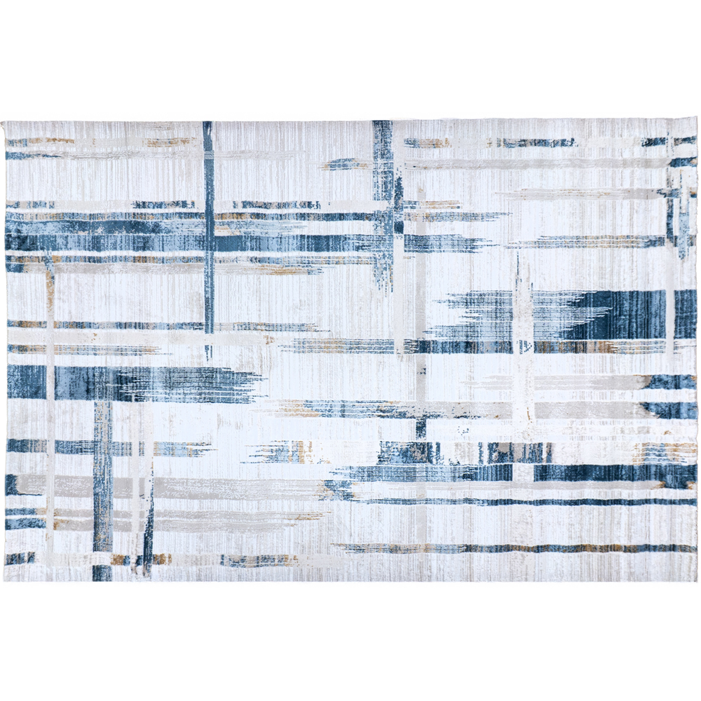 Covor living / dormitor Praga 717B, 80 x 150 cm, poliester, crem-albastru