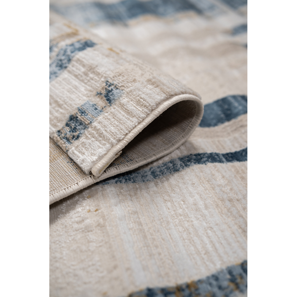 Covor living / dormitor Praga 717B, 120 x 180 cm, poliester, crem-albastru