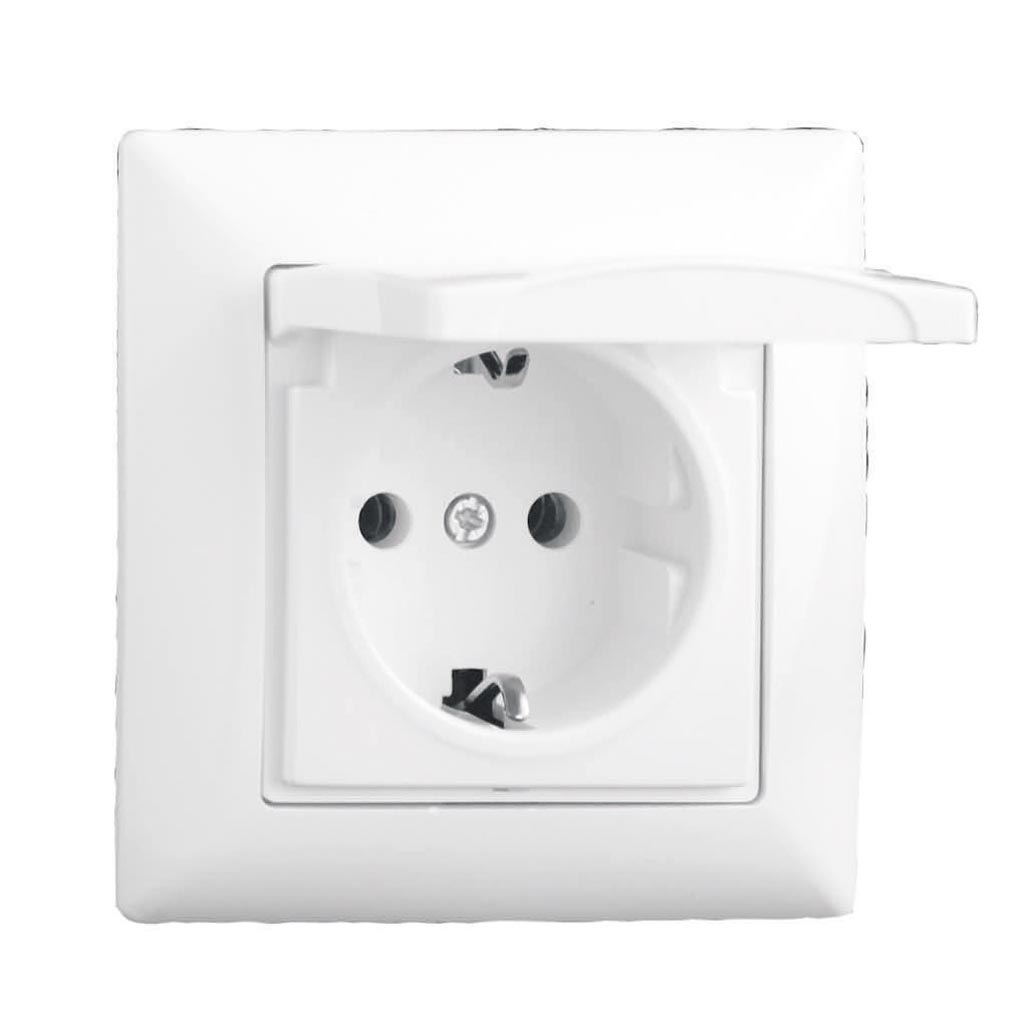 Priza cu capac, 16A, 220V, alba  Gunsan
