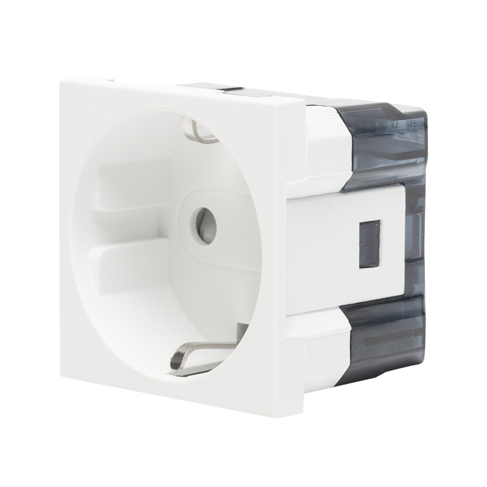 Priza Schuko ELBI, protectie copii, IP20, policarbonat, alb