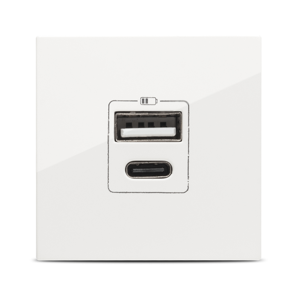 Priza USB, A Si C, 5V, 2.4 A, 2M, alba  Elbi