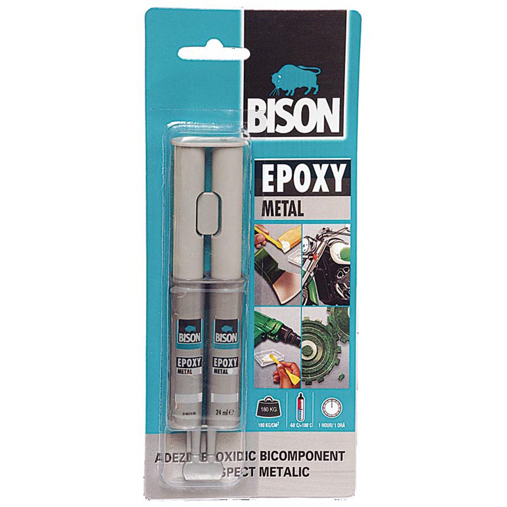Adeziv pentru metal BISON Epoxy Metal, transparent, 2 x 12 ml