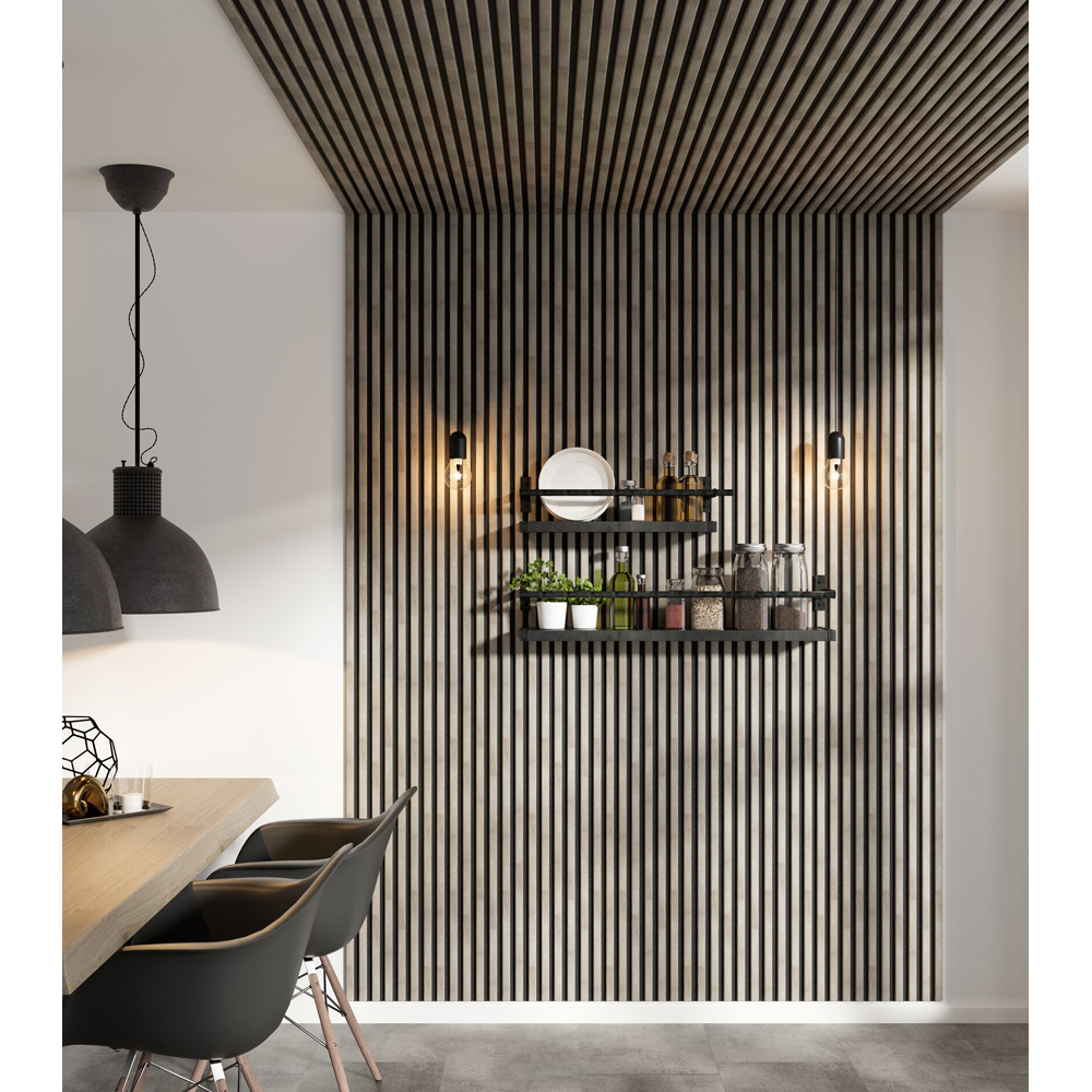Panou riflaj DELI HOME Essential, 30x260 cm, MDF, stejar gri