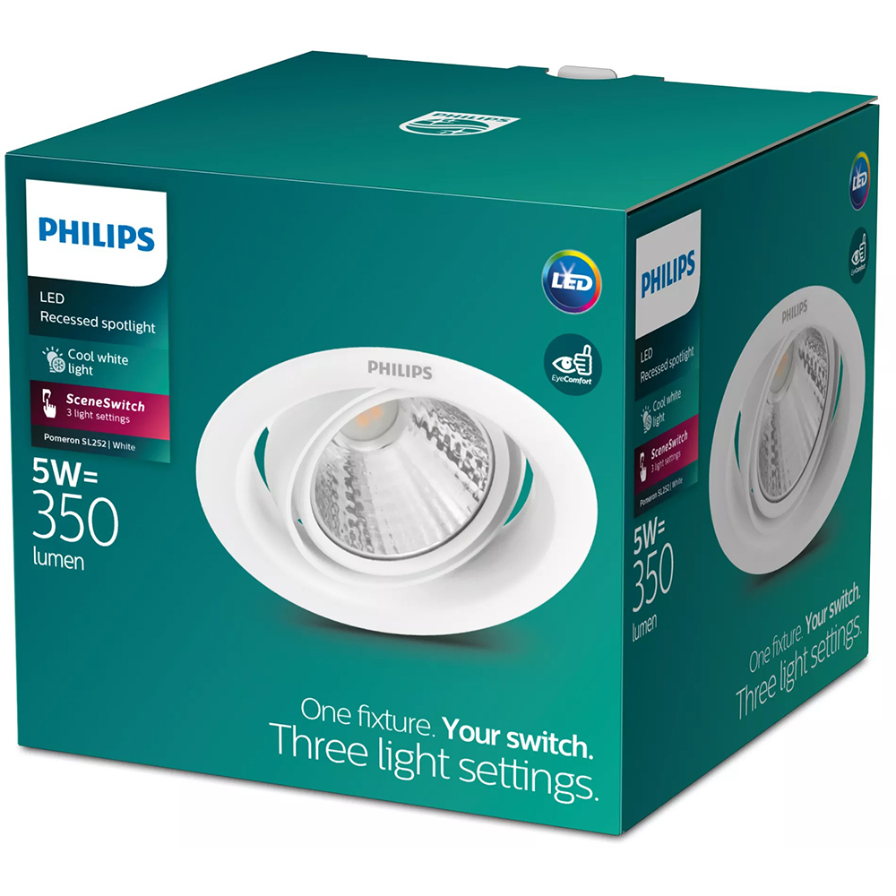 Spot LED incastrat PHILIPS Pomeron 8718696173800, 5W, 350lm, alb
