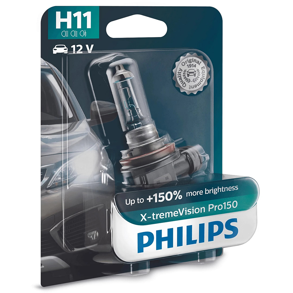Bec auto Halogen PHILIPS Xtreme Vision Plus, H11, 3450K, 55W, 12V, 1buc
