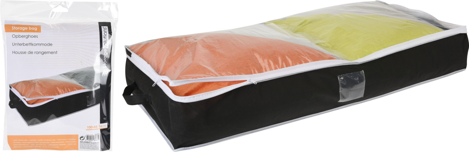 Cutie depozitare, textil, 100 x 45 x 15 cm, negru